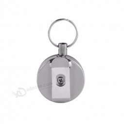 Metal Card Badge Holder Stainless Steel Recoil Ring Belt Clip Pull Retractable personalised keyrings fashion key chain