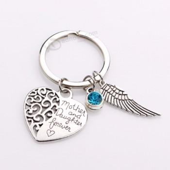 mother and daugther forever love heart keyring Car Bag keychain birthstone Key ring fashion mother's Day gifts