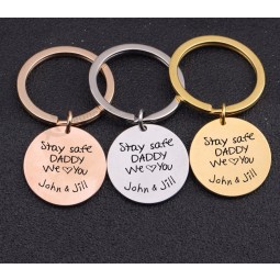Name Customized Engraved Stay Safe Daddy We Love You Key Chains Gifts To Father's Day Dad And Chidren Keys Holder personalized keychains Keytag