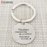 Charm Engraved TEACHERS CHANGE the World personalized keychains Appreciation Gift for Men Women Teacher's Day Keyring Jewelry Key Chain
