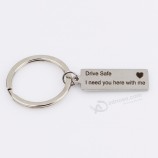 Wholesale custom  Lettering Charm Engraved Key Chain personalised keyrings