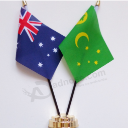 Two Flags Metal base Coco Islands desk flag
