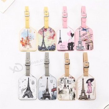 eiffel tower Old times suitcase leather luggage Tag label Bag pendant handbag travel accessories name ID address lt08
