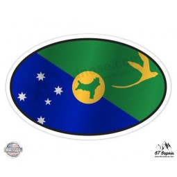 Christmas Island Flag Oval - Vinyl Sticker Waterproof Decal