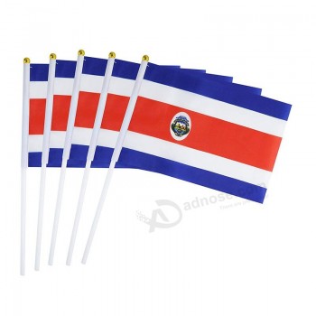 50 pacote de mão pequena mini bandeira bandeira da costa rica bandeira da costa rica bandeira da vara redonda Top bandeiras nacionais do país