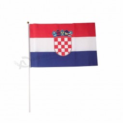 Croatia National Hand Flag Polyester Printed with Plastic Pole