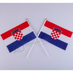 Festival use mini Croatia hand flag with flagpole