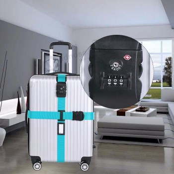 旅行荷物ストラップTSAロック/コンビネーションロック強いナイロン調節可能なクロスベルトトロリースーツケース用安全梱包ベルト