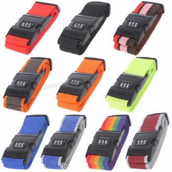 Wholesale custom Travel Accessories New Adjustable Travel lightweight luggage straps Password Lock Nylon Belt Strap Band Multicolor