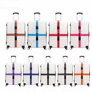 Correas de equipaje livianas de alta calidad embalaje de cinturón cruzado maleta de viaje ajustable nylon 3 dígitos contraseña bloqueo hebilla correa cinturones de equipaje