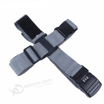 Wholesale lightweight luggage straps Cross Belt Packing Adjustable Travel Suitcase Nylon 3 Digits Password Lock Buckle Strap Baggage Belts