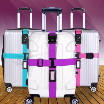 correa de equipaje correa cruzada embalaje maleta de viaje ajustable nylon 3 dígitos contraseña bloqueo hebilla correa cinturones de equipaje