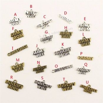 25pcs army military navy marine text Tag charms pendant DIY jewelry making handmade bracelet necklace Key chain Bag accessories