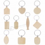 20pcs blank round rectangle wooden Key chain DIY promotion customized wood keychains Key tags promotional gifts