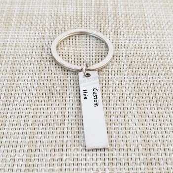 40*10mm stainless steel customized letter name keychains engraved ID Tag charm pendant women Men Car Bag door Key chain Key ring