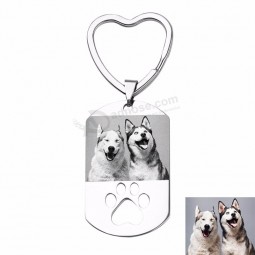 Personalized Custom Keychain Key ring Engrave Dog Tag Photo Heart Keychains Anahtarlik Pets are the Companion of the Soul