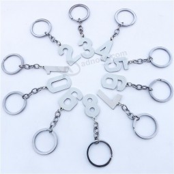 Number Keychain Numeric Charms Pendants 0 1 2 3 4 5 6 7 8 9 Repurposed Stainless Steel Keyring Tags 10 Pieces Assorted Numbers