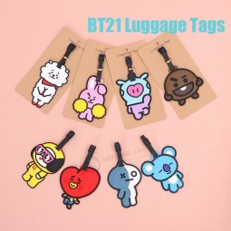 Cute BTS Label Name Card  Silicone Travel Accessories Baggage Holder Portable  BT21 Tags Fashion  Key Accessories