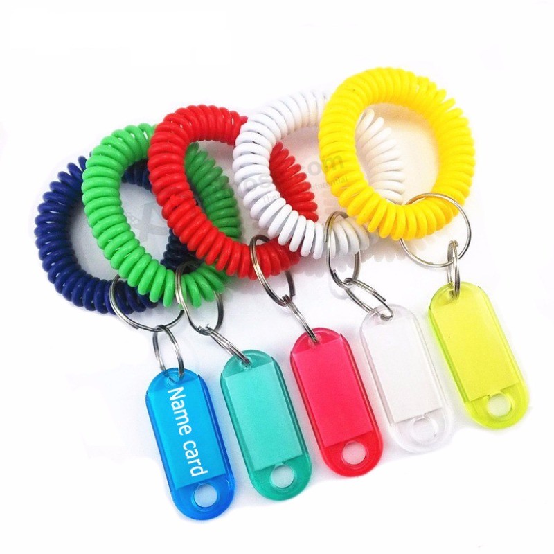 5PCS-Stretchy-Coil-Key-Ring-Plastic-Wrist-Band-Key-Fobs-Luggage-ID-Tags-Key-rings-with