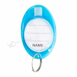 50pcs Plastic Durable Key Fobs Keychain Baggage ID Tags with Split Ring Label Window for Home Key Cabinet Offices Hotel