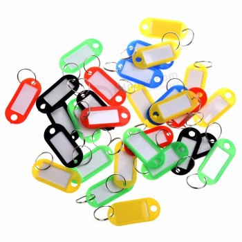 30 개 다채로운 플라스틱 열쇠 고리 수하물 ID 태그 라벨 이름 카드 키 링 많은 용도로-뭉치 키