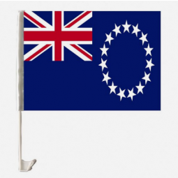 Polyester Cook Islands Car Side Window Flag with Plastic Pole