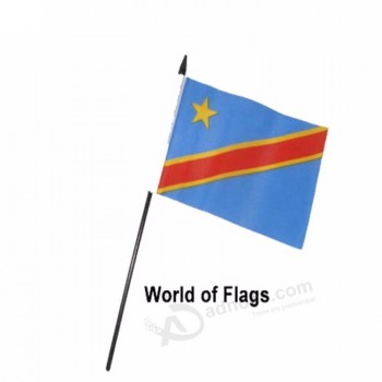 china fabriek leveren democratische republiek congo hand-held vlag met plastic of houten paal