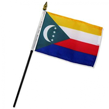 High Quality Plastic Pole Comoros Hand Held Flag