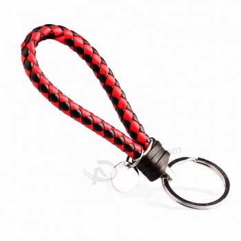 promotional gift give away PU leather rope metal key chain