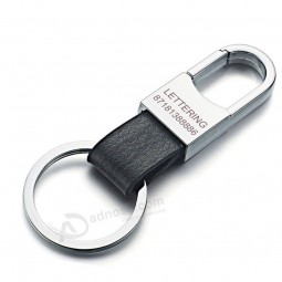 Dalaful Custom Lettering Keyring Keychain Genuine Leather Men's Simple Key chains Holder Keyfob For Car Accessories Gift K212