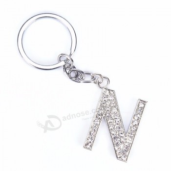 crystal rhinestone alphabet keyring initial letter Key ring chain unisex keychain letters