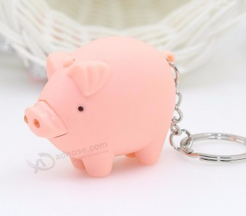 Cartoon Pig Pendant LED Sound personalized keychains Car Key Chain Backpack Hanging Ornament new