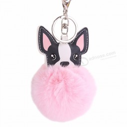 Cute Fluffy Ball Dog personalized keychains Women Bag Pendant Hanging Decoration Keyring