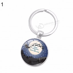 New Christmas Style Round Glass Pendant personalized keychains Car Key Chain Handbag Decor Gift