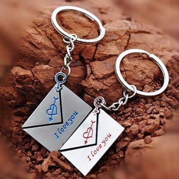 2pcs envelope heart I love You couple personalized keychains rings wedding gift keychains keyring New fashion gift For kids friends