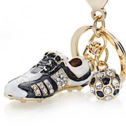Crystal Football Soccer Shoes Rhinestone Keychains For Car Purse Bag Buckle Pendant Keyrings Key Chains Women Gift K258