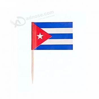 Custom wooden sticks double sides printed restaurant use Cuba mini flag