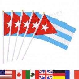 Factory Price Polyester Cuba Hand Held Wave National Country Flag
