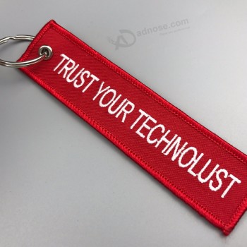 polyester embroidery keychains key chain keyring key ring embroidery Tag