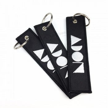 custom design your own logo embroidered promotional fabric key tag