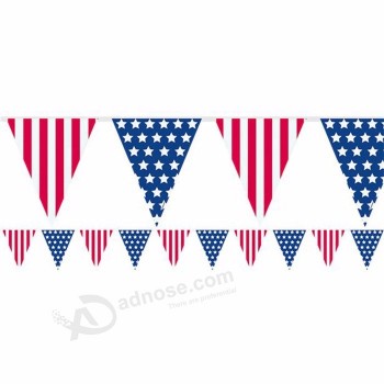 100% poliéster triángulo personalizado festival decoración EE. UU. Bandera del toque