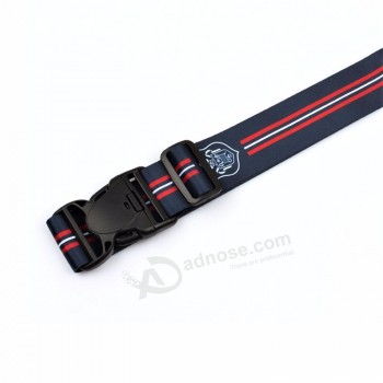 Adjustable travel luggage printed packing strap with plastic buckle