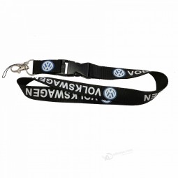 durable black key chain lanyard with metal buckle do silk screen