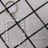 5000 piezas de encaje rectangular marco de foto en blanco transparente etiqueta llavero anillo dividido llavero regalo para hombres mujeres