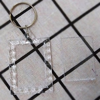 5000 Pcs rectangular lace transparent blank photo picture frame Tag Key ring split ring keychain gift For Men women