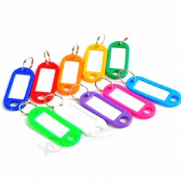 Custom good quality Plastic Keychain Blank Key Ring DIY Name Tags For Baggage Paper Insert Luggage Tags Mix Color Key Chain Accessories
