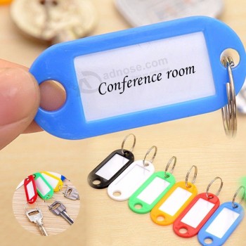 plastic keychain split ring ID Key tags labels Key chains Key rings numbered name baggage luggage tags