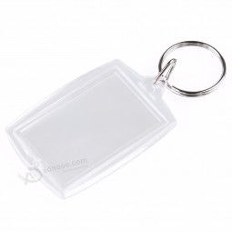 Wholesale Transparent Blank Insert Photo Picture Frame Key Ring Split key Chains Key Fobs ID Tags