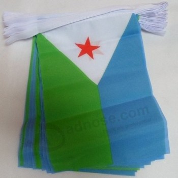 Djibouti 6 Meters Bunting Flag 20 Flags 9'' x 6'' - Djiboutian String Flags 15 x 21 cm