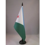 Djibouti Table Flag 5'' x 8'' - Djiboutian Desk Flag 21 x 14 cm - Black Plastic Stick and Base